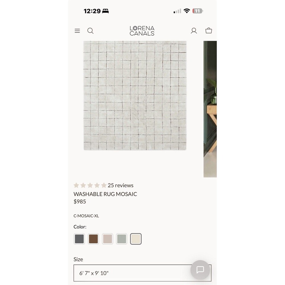 Lorena Canals Washable Rug Mosaic XL Area Rug 6’7”x9’10” NEW